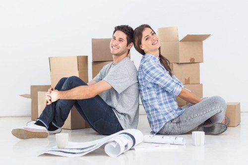 Packed boxes and furniture ready for a residential move in Marble Arch