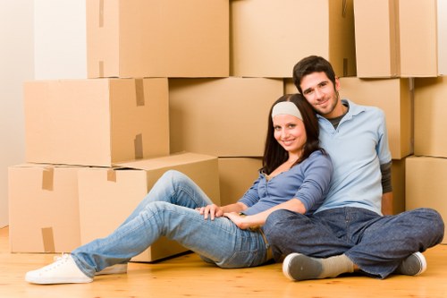 Packed boxes and furniture ready for a local removal in central London